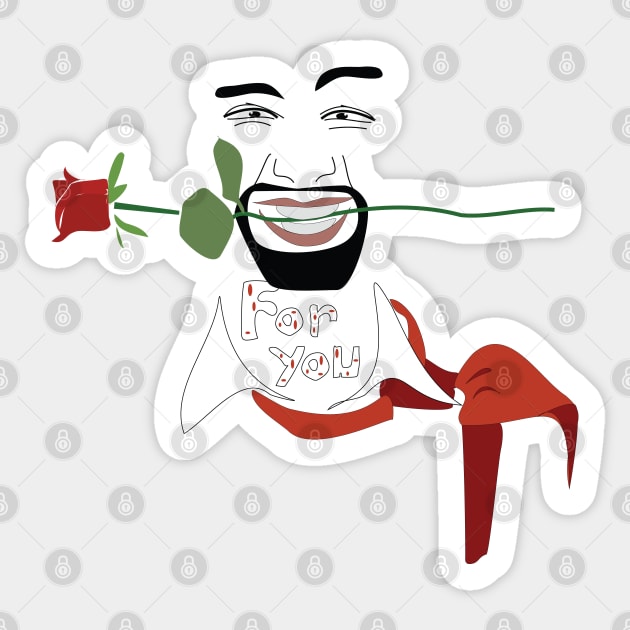 A Rose for You: A Bold Line Art Portrait Sticker by fraga-ro